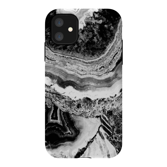 iPhone 11 StrongFit Black and white geode marble art by Oana 