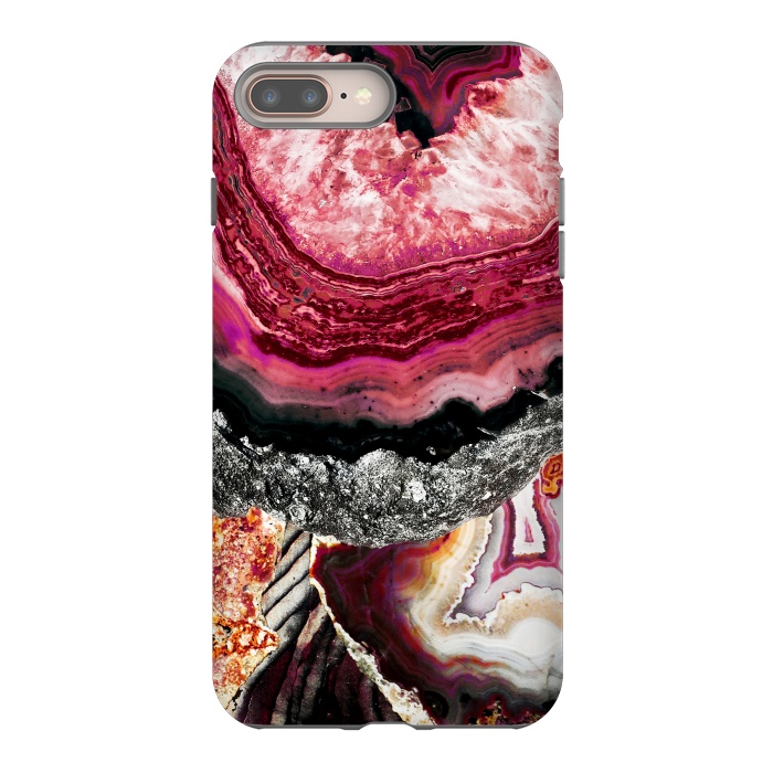 iPhone 7 plus StrongFit Vibrant pink gold agate geode stones by Oana 