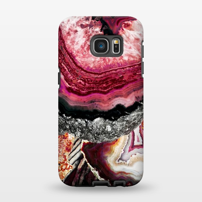 Galaxy S7 EDGE StrongFit Vibrant pink gold agate geode stones by Oana 