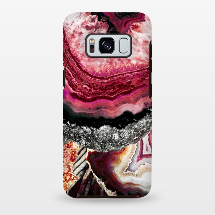 Galaxy S8 plus StrongFit Vibrant pink gold agate geode stones by Oana 
