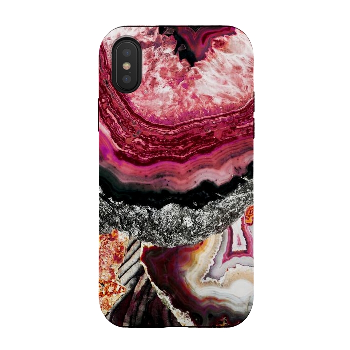 iPhone Xs / X StrongFit Vibrant pink gold agate geode stones by Oana 
