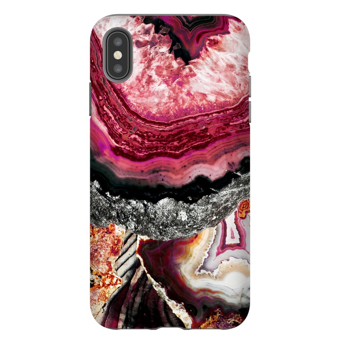 iPhone Xs Max StrongFit Vibrant pink gold agate geode stones by Oana 