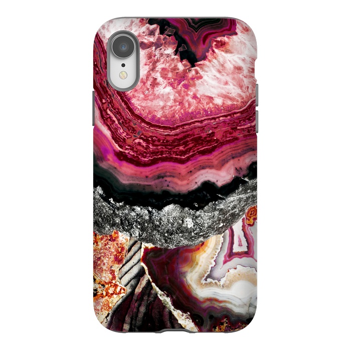 iPhone Xr StrongFit Vibrant pink gold agate geode stones by Oana 