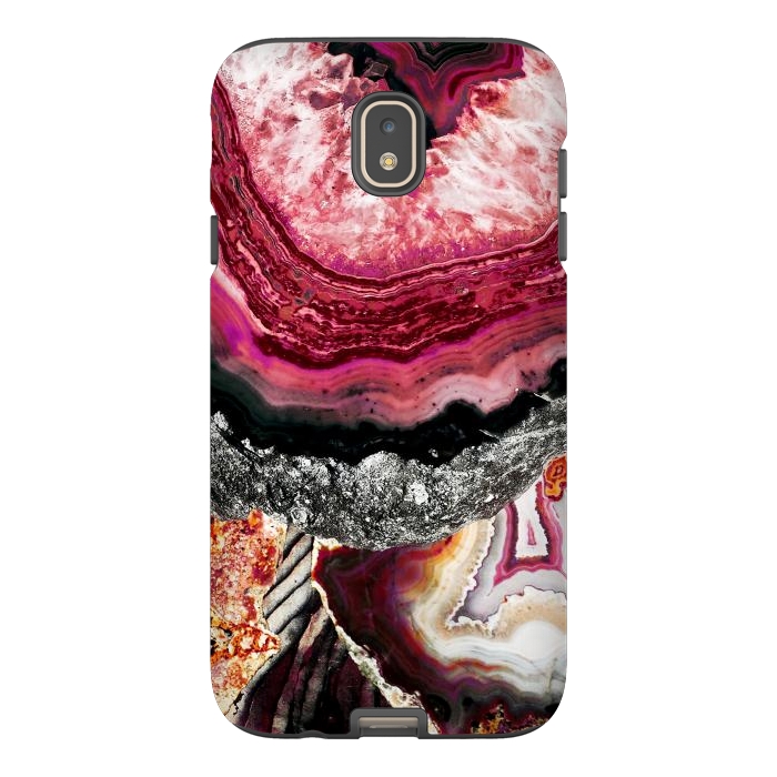 Galaxy J7 StrongFit Vibrant pink gold agate geode stones by Oana 