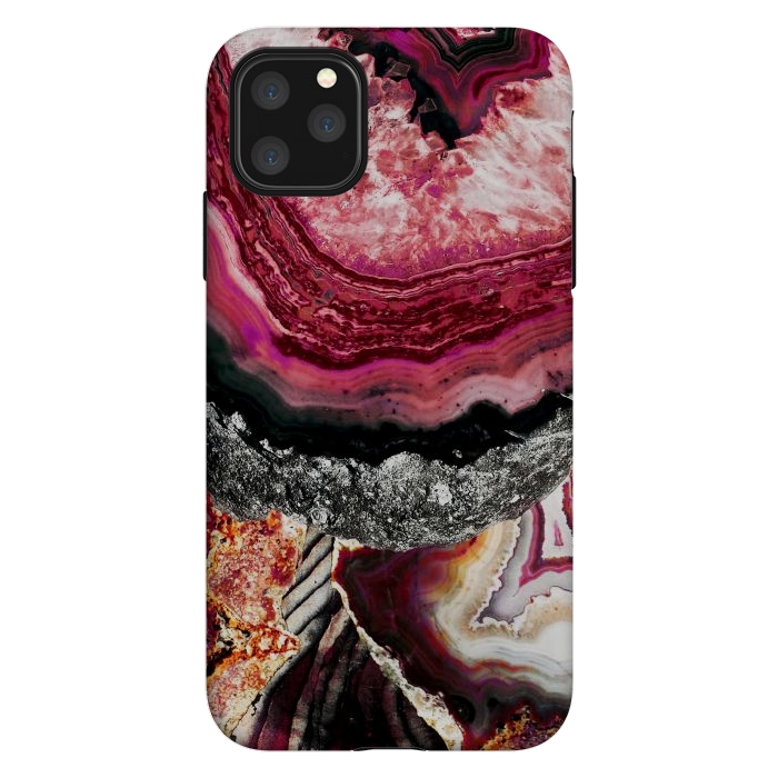 iPhone 11 Pro Max StrongFit Vibrant pink gold agate geode stones by Oana 