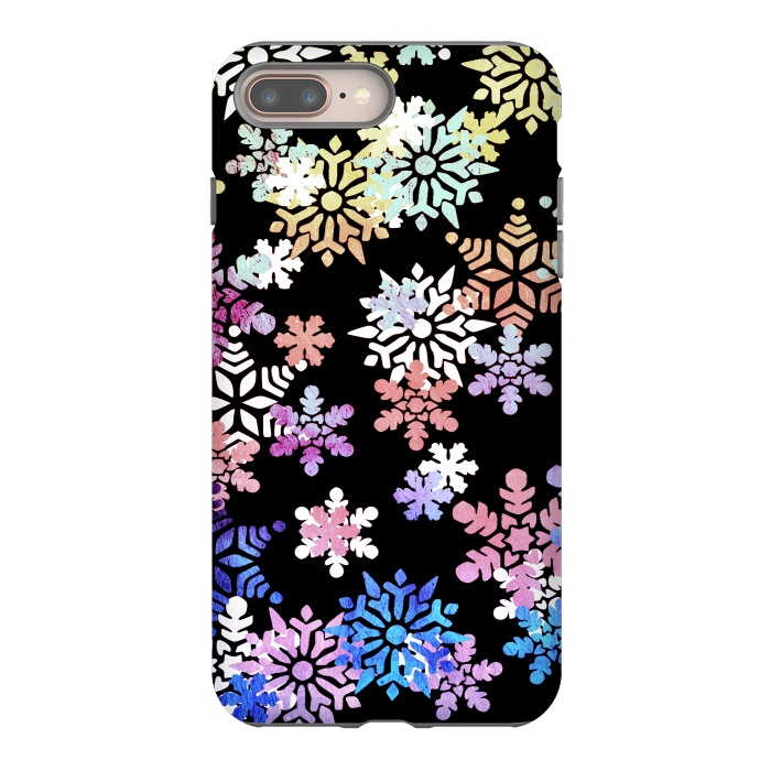 iPhone 7 plus StrongFit Rainbow colourful snowflakes Christmas pattern by Oana 