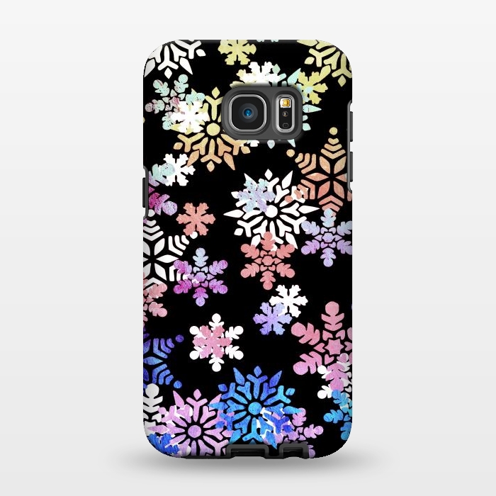 Galaxy S7 EDGE StrongFit Rainbow colourful snowflakes Christmas pattern by Oana 