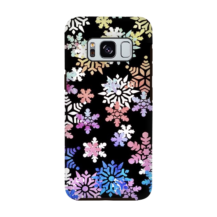 Galaxy S8 StrongFit Rainbow colourful snowflakes Christmas pattern by Oana 