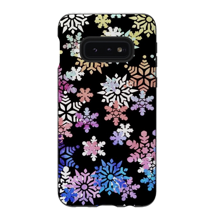 Galaxy S10e StrongFit Rainbow colourful snowflakes Christmas pattern by Oana 