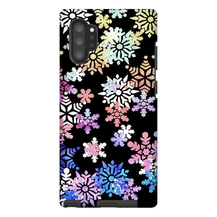 Galaxy Note 10 plus StrongFit Rainbow colourful snowflakes Christmas pattern by Oana 
