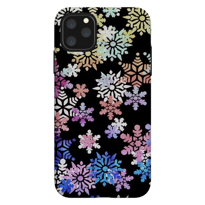 iPhone 11 Pro Max StrongFit Rainbow colourful snowflakes Christmas pattern by Oana 