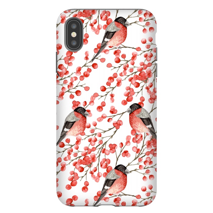 iPhone Xs Max StrongFit Bullfinch and berries by Julia Badeeva