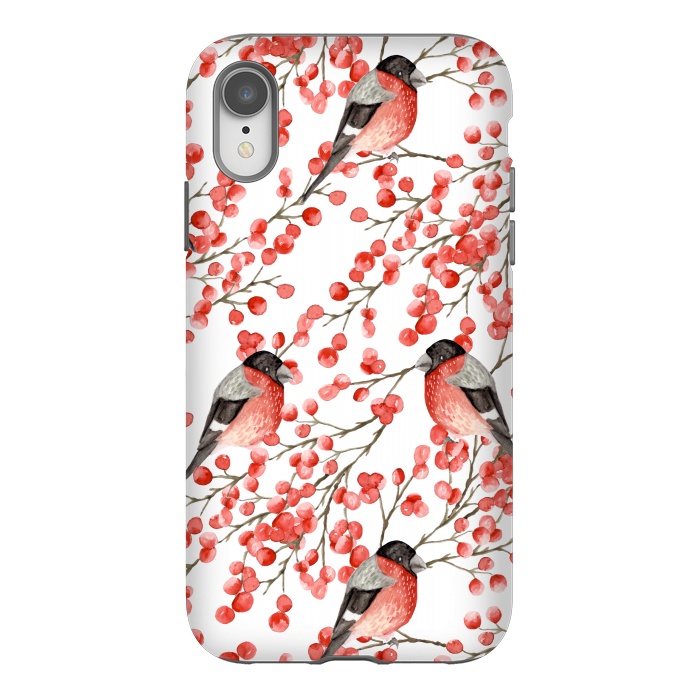 iPhone Xr StrongFit Bullfinch and berries by Julia Badeeva