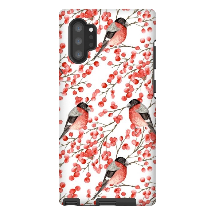 Galaxy Note 10 plus StrongFit Bullfinch and berries by Julia Badeeva