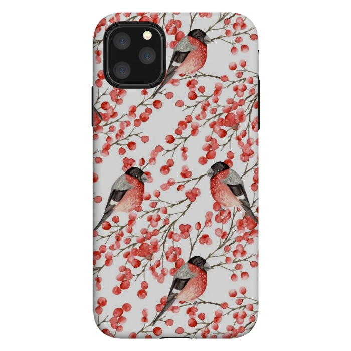 iPhone 11 Pro Max StrongFit Bullfinch and berries by Julia Badeeva