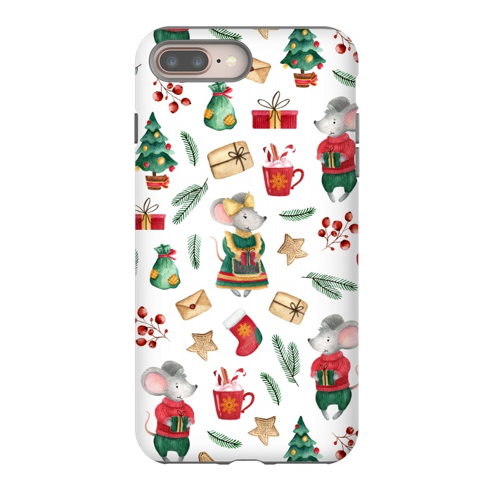 iPhone 7 plus StrongFit Christmas cute mice by Julia Badeeva