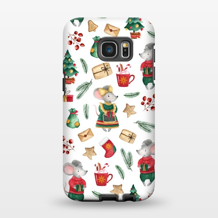 Galaxy S7 EDGE StrongFit Christmas cute mice by Julia Badeeva