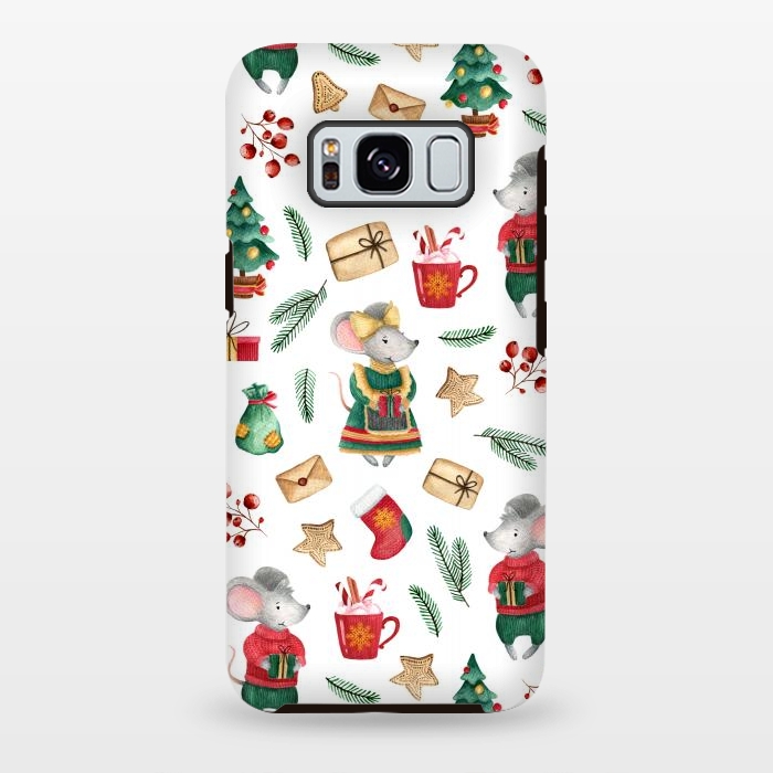 Galaxy S8 plus StrongFit Christmas cute mice by Julia Badeeva