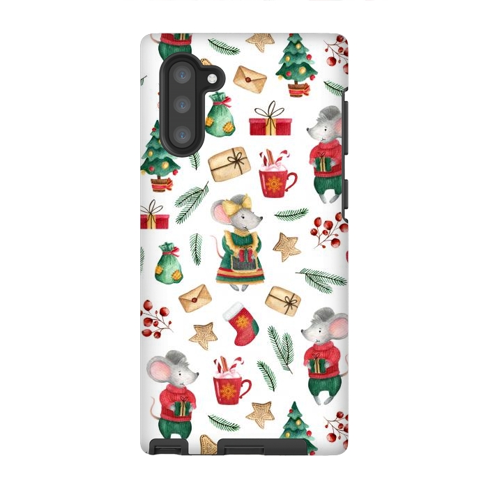 Galaxy Note 10 StrongFit Christmas cute mice by Julia Badeeva