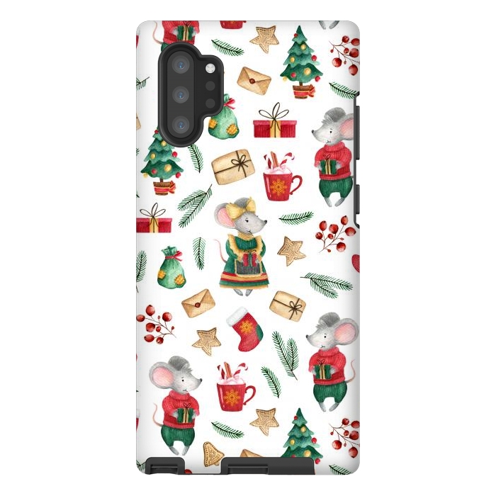 Galaxy Note 10 plus StrongFit Christmas cute mice by Julia Badeeva
