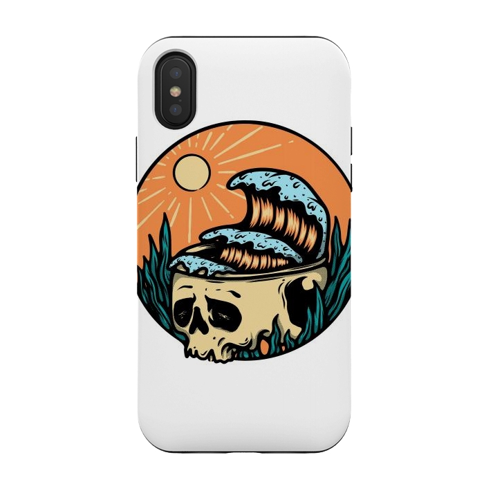 iPhone Xs / X StrongFit Skull & Wave by Afif Quilimo