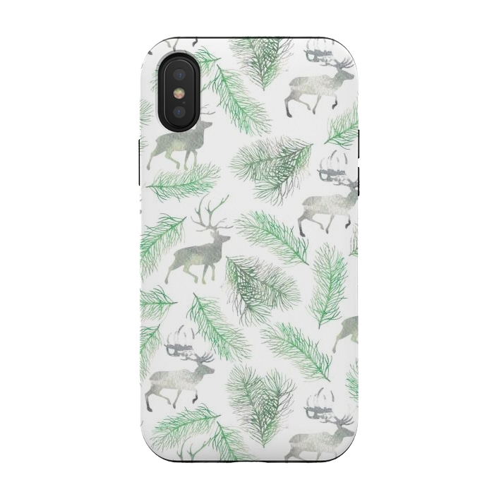 iPhone Xs / X StrongFit Deer and pine branches by Julia Badeeva