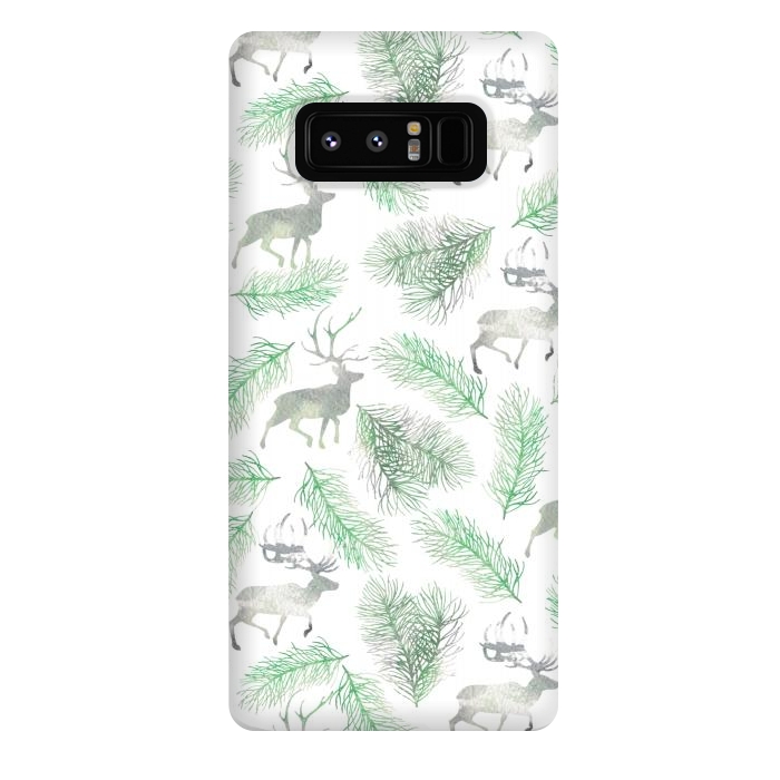 Galaxy Note 8 StrongFit Deer and pine branches by Julia Badeeva
