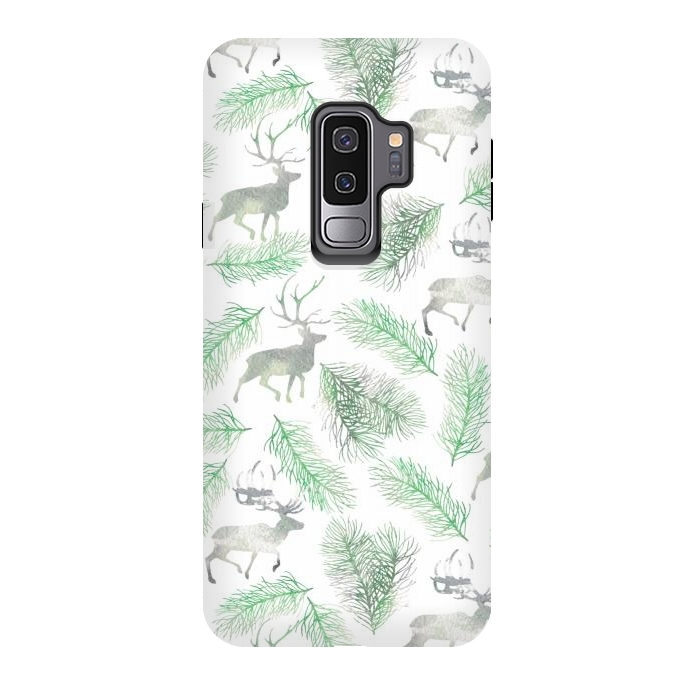 Galaxy S9 plus StrongFit Deer and pine branches by Julia Badeeva