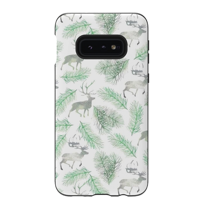 Galaxy S10e StrongFit Deer and pine branches by Julia Badeeva