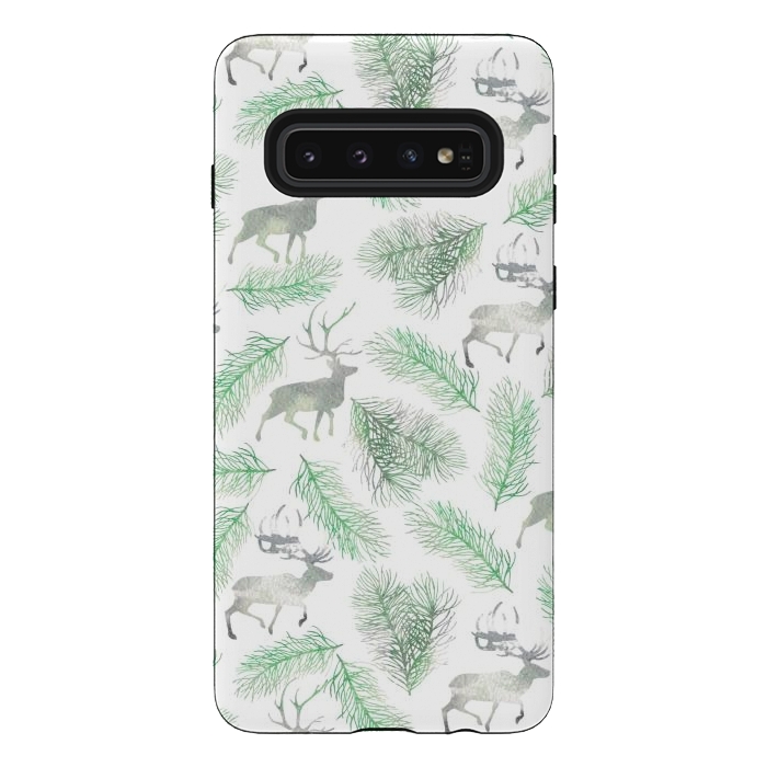 Galaxy S10 StrongFit Deer and pine branches by Julia Badeeva