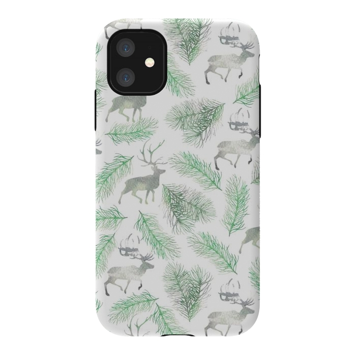 iPhone 11 StrongFit Deer and pine branches by Julia Badeeva