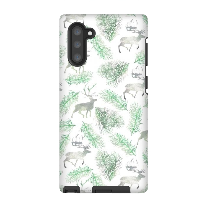 Galaxy Note 10 StrongFit Deer and pine branches by Julia Badeeva