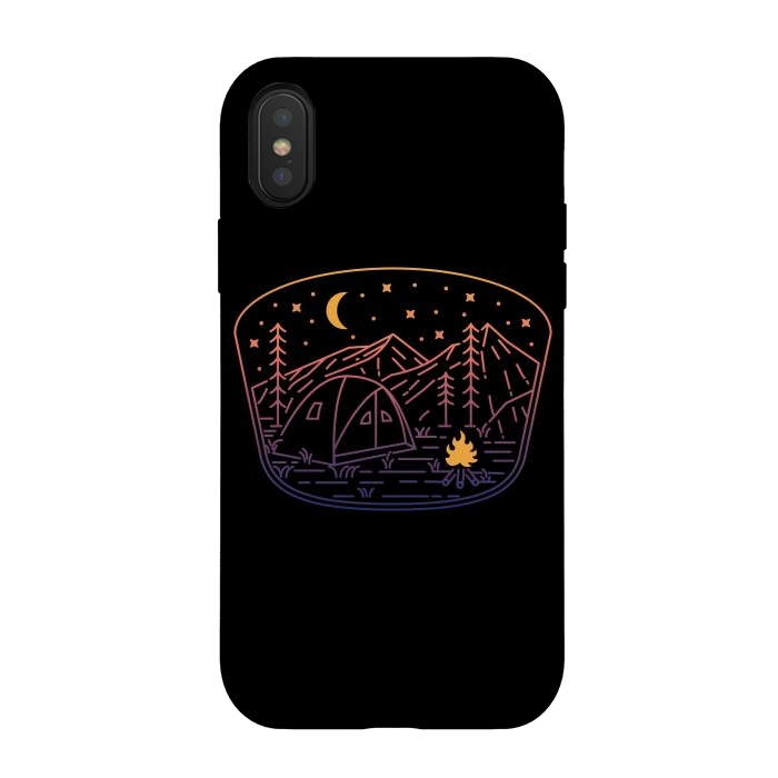 iPhone Xs / X StrongFit Camp Fire Line by Afif Quilimo
