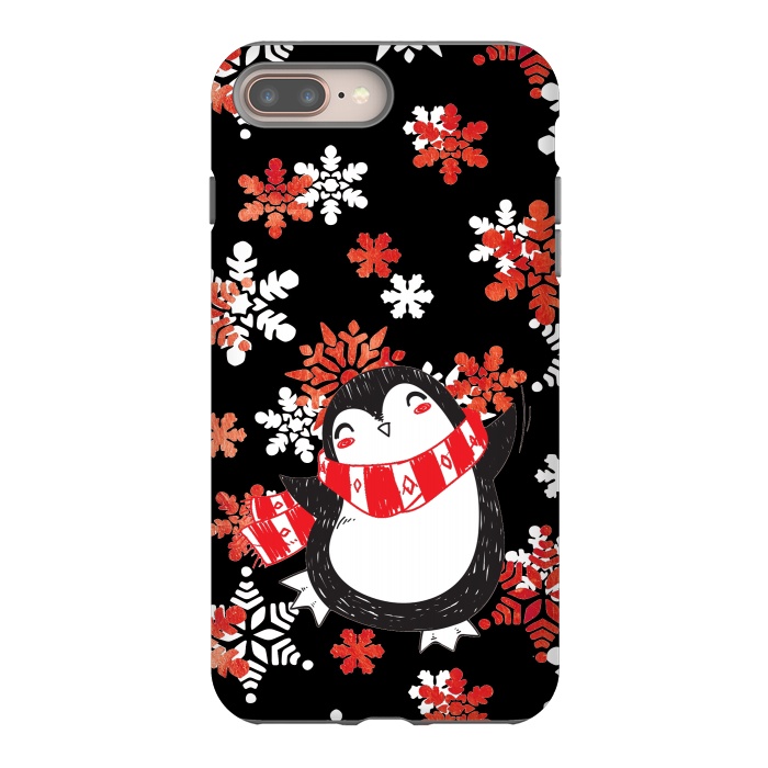 iPhone 7 plus StrongFit Cute penguin and winter snowflakes Jolly Christmas illustration by Oana 