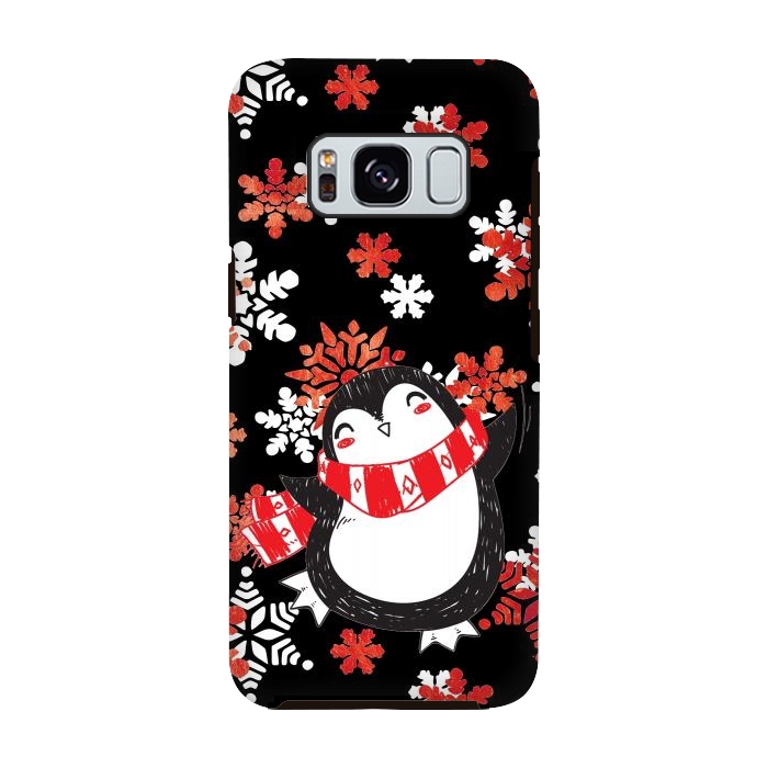 Galaxy S8 StrongFit Cute penguin and winter snowflakes Jolly Christmas illustration by Oana 