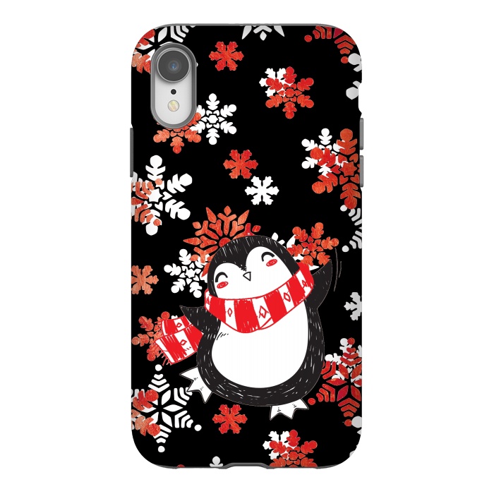 iPhone Xr StrongFit Cute penguin and winter snowflakes Jolly Christmas illustration by Oana 