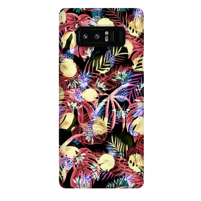 Galaxy Note 8 StrongFit Colourful painted tropical leaves and pineapples by Oana 