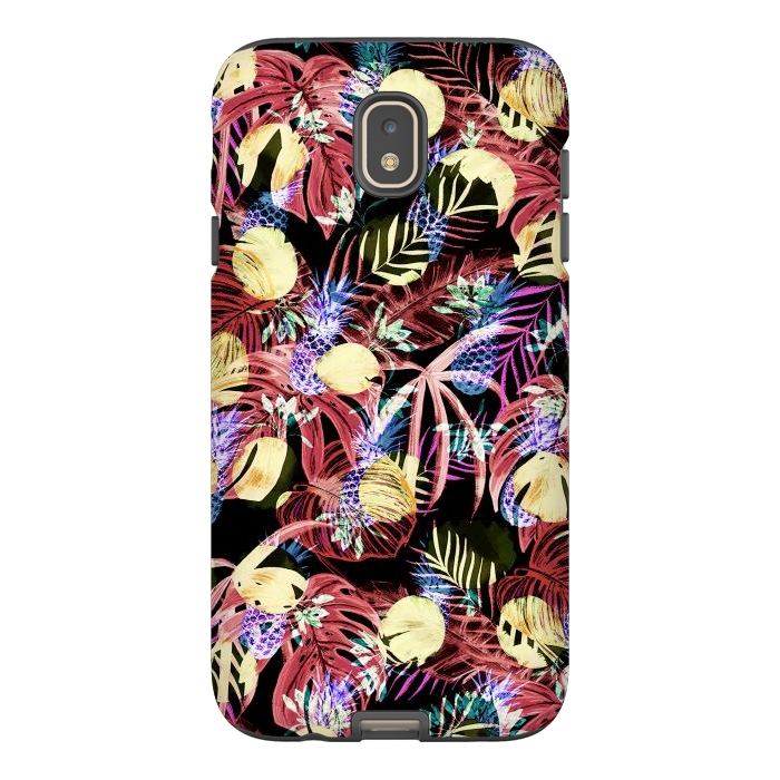 Galaxy J7 StrongFit Colourful painted tropical leaves and pineapples by Oana 