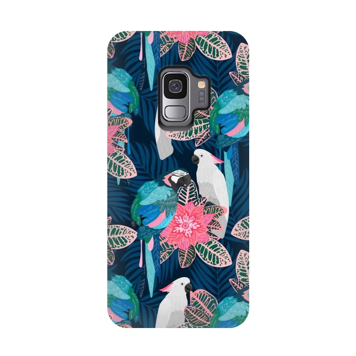 Galaxy S9 StrongFit Tropical birds by Julia Badeeva