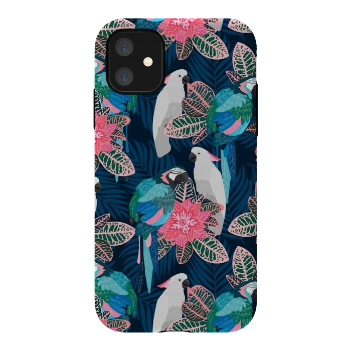 iPhone 11 StrongFit Tropical birds by Julia Badeeva