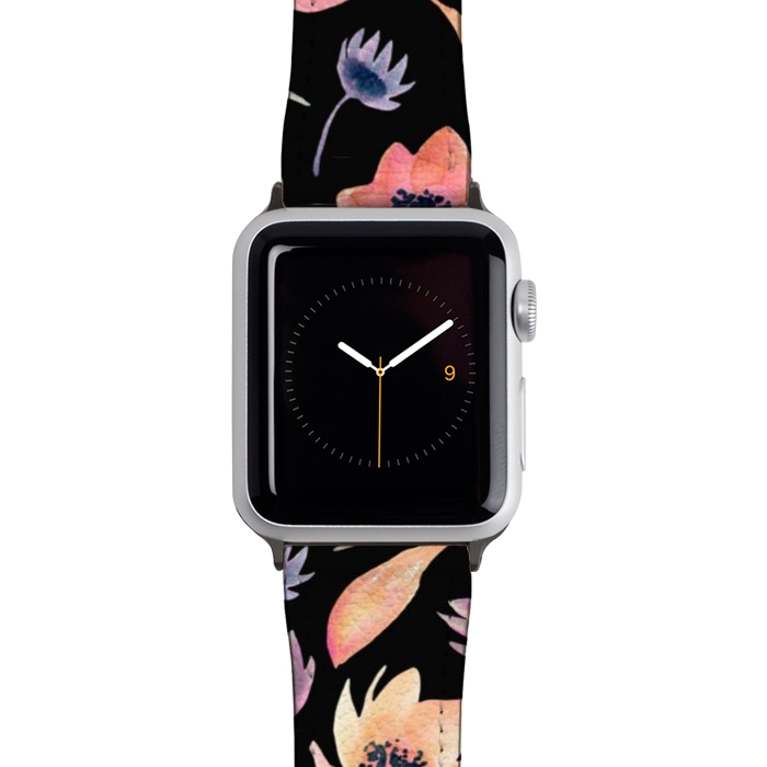 Watch 42mm / 44mm Strap PU leather Floral pattern by Julia Badeeva