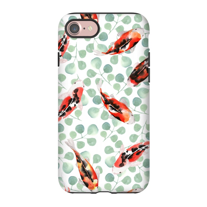 iPhone 7 StrongFit Koi fish. White pattern by Julia Badeeva