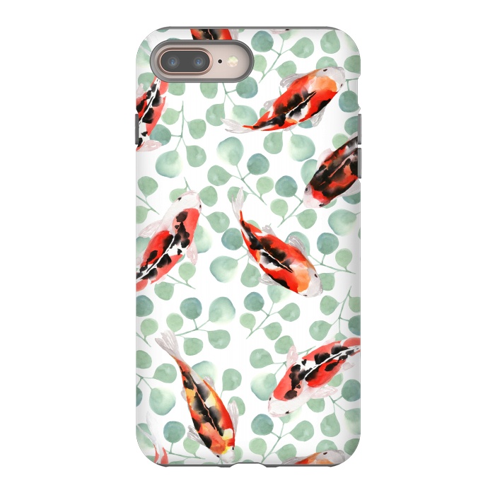iPhone 7 plus StrongFit Koi fish. White pattern by Julia Badeeva