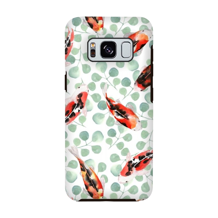 Galaxy S8 StrongFit Koi fish. White pattern by Julia Badeeva