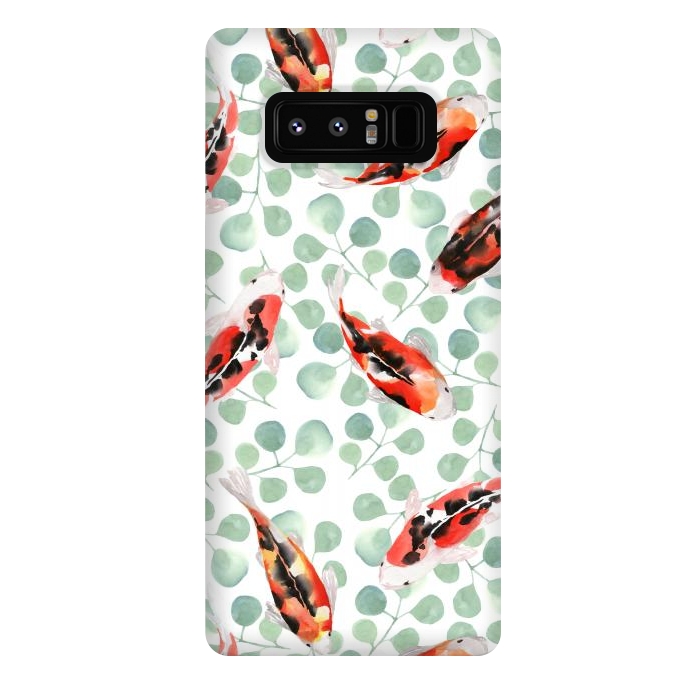 Galaxy Note 8 StrongFit Koi fish. White pattern by Julia Badeeva