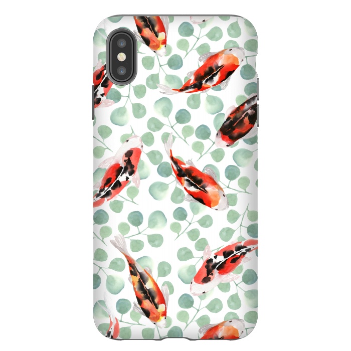 iPhone Xs Max StrongFit Koi fish. White pattern by Julia Badeeva