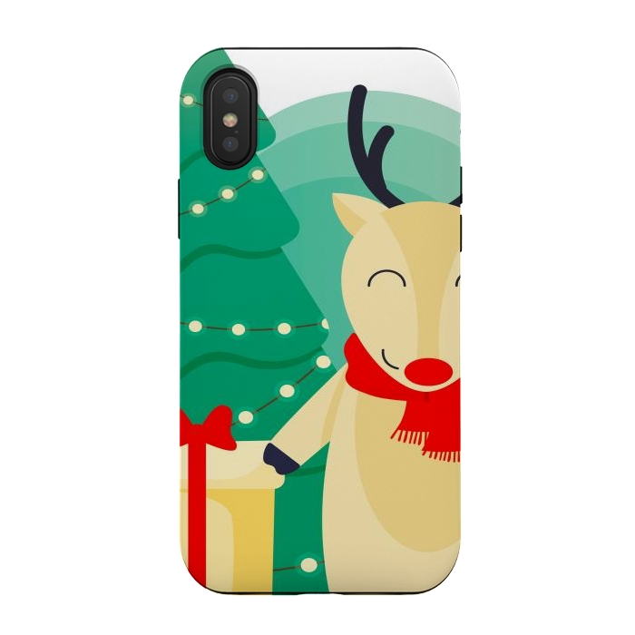iPhone Xs / X StrongFit happy reindeer by haroulita