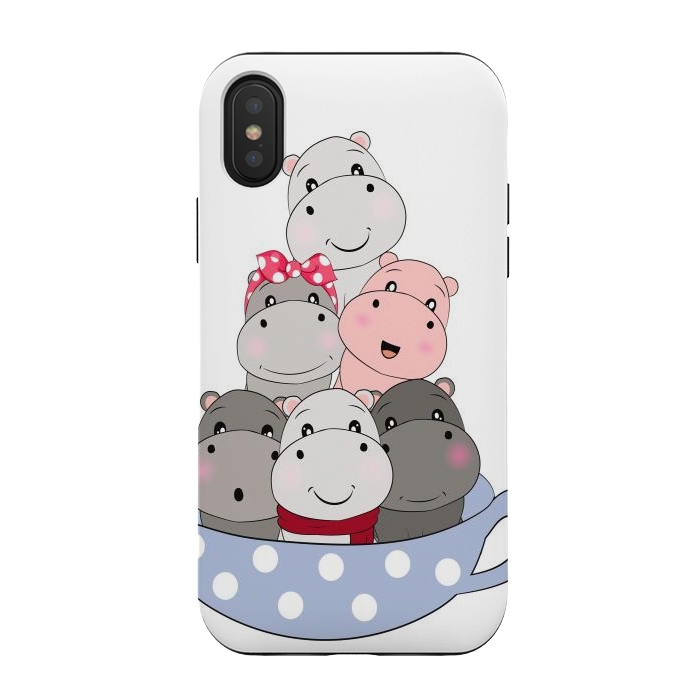 iPhone Xs / X StrongFit cute hippos by haroulita
