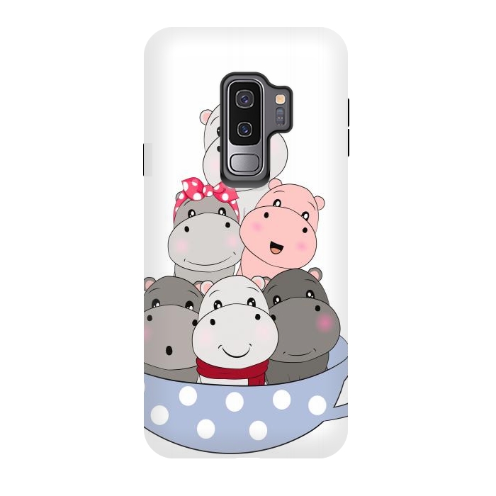 Galaxy S9 plus StrongFit cute hippos by haroulita