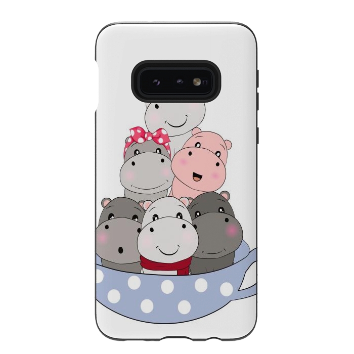 Galaxy S10e StrongFit cute hippos by haroulita